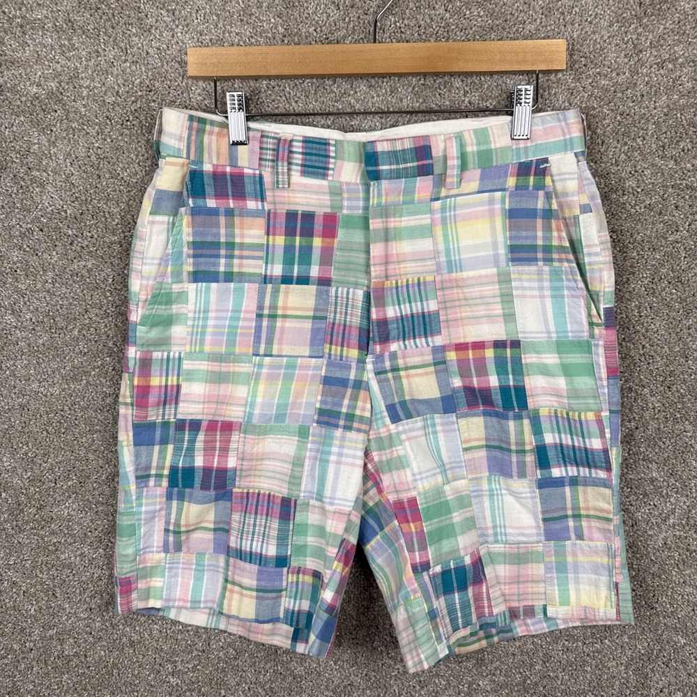 Pendleton Plaid Patchwork 10" Shorts Men's Size 32 Pink Blue Green‎
